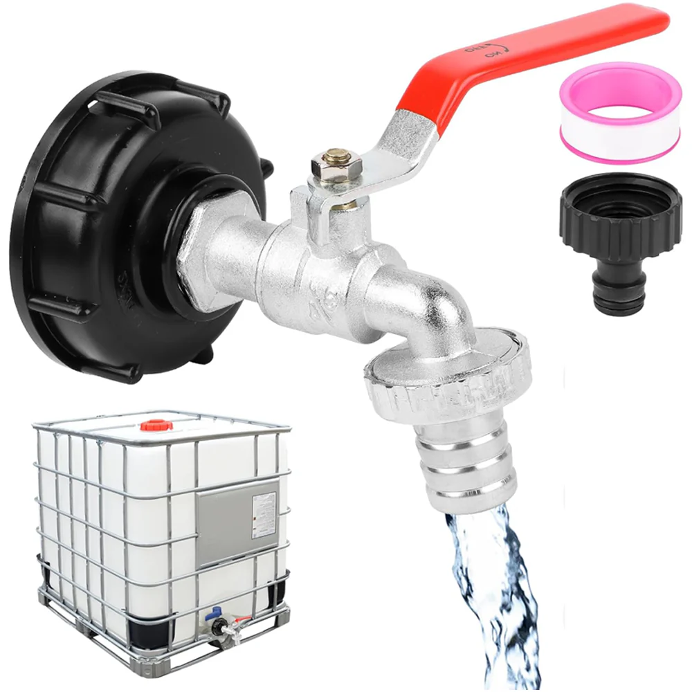 IBC Tank Adapter Alloy Tap / Garden Water Tank Dispenser Tap & Bonus Thread Tape