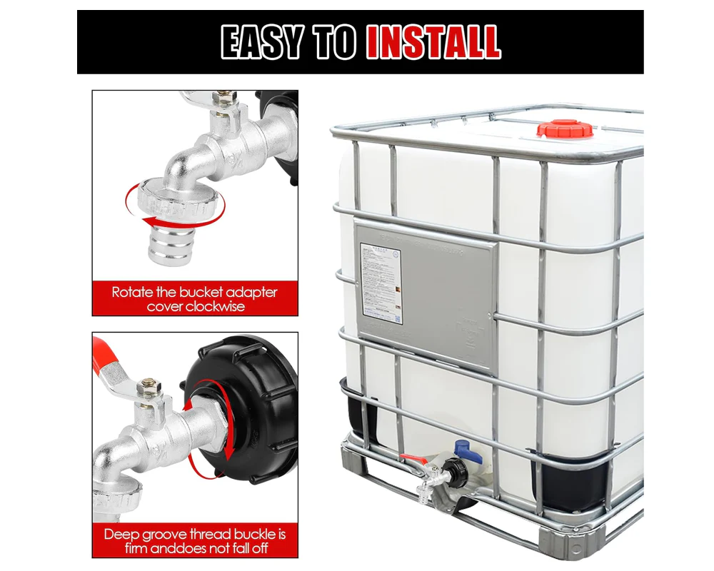 IBC Tank Adapter Alloy Tap / Garden Water Tank Dispenser Tap & Bonus Thread Tape - Image 4
