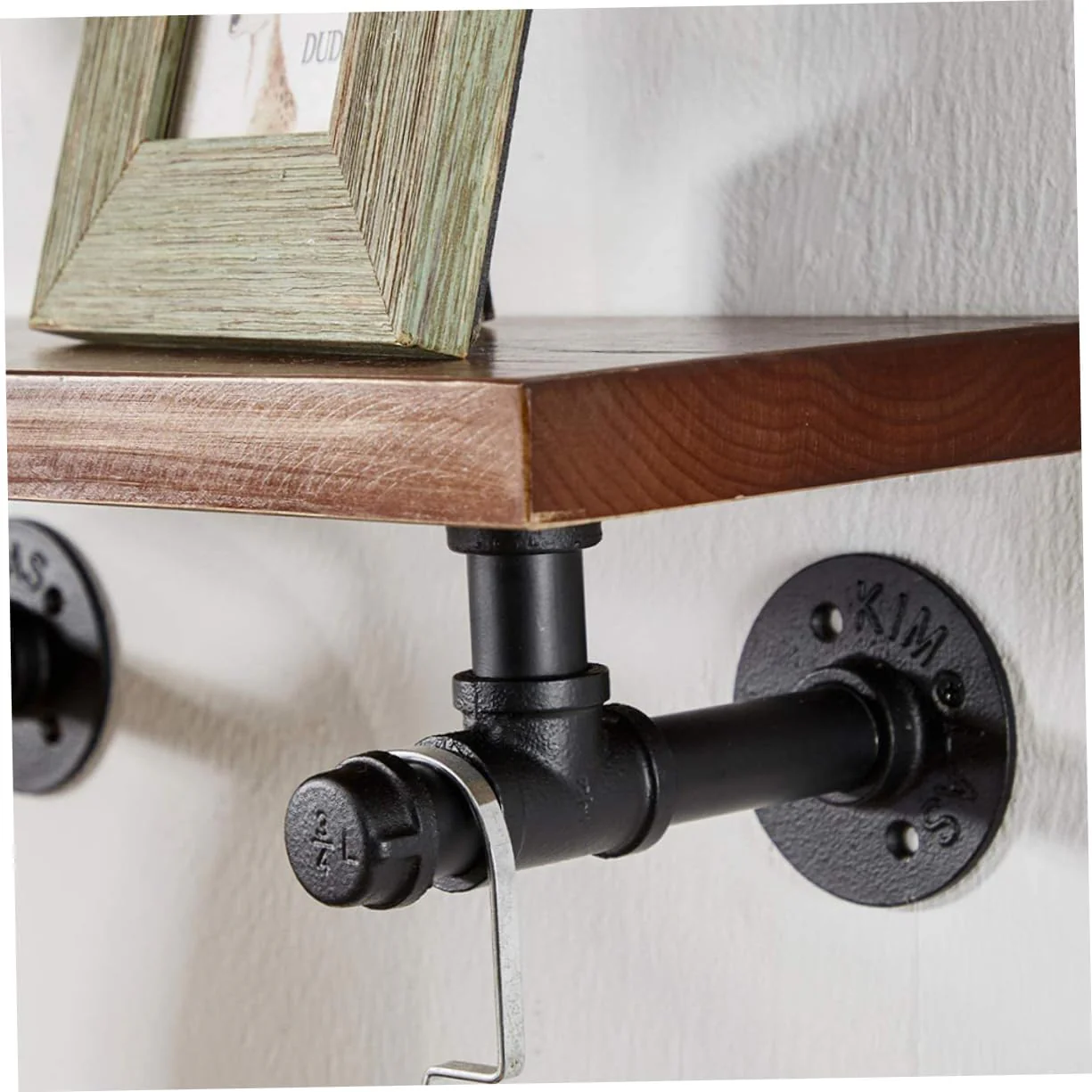 Set of 2 Industrial Iron Pipe Shelving Brackets - Image 8