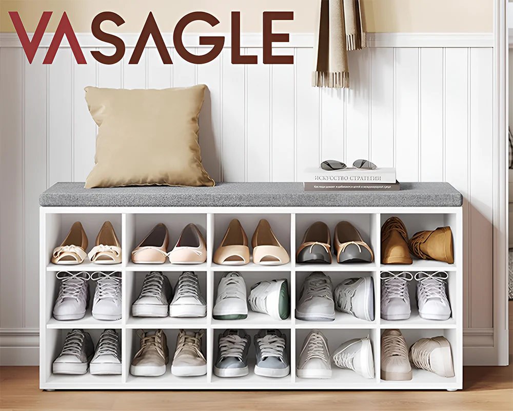 VASAGLE Shoe Rack Bench Shoe Storage Bench Shoe Rack - Image 3