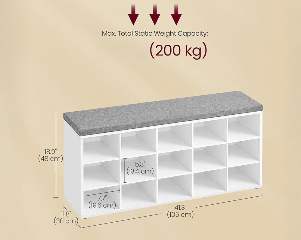 VASAGLE Shoe Rack Bench Shoe Storage Bench Shoe Rack - Image 6