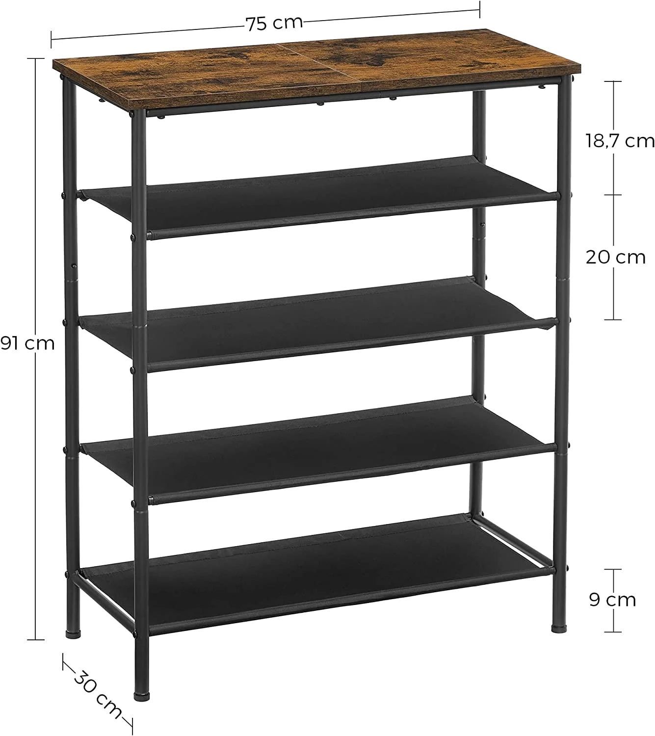 Shoe Rack Organiser 5 Tier Narrow Shoe Storage Shelf - Image 3
