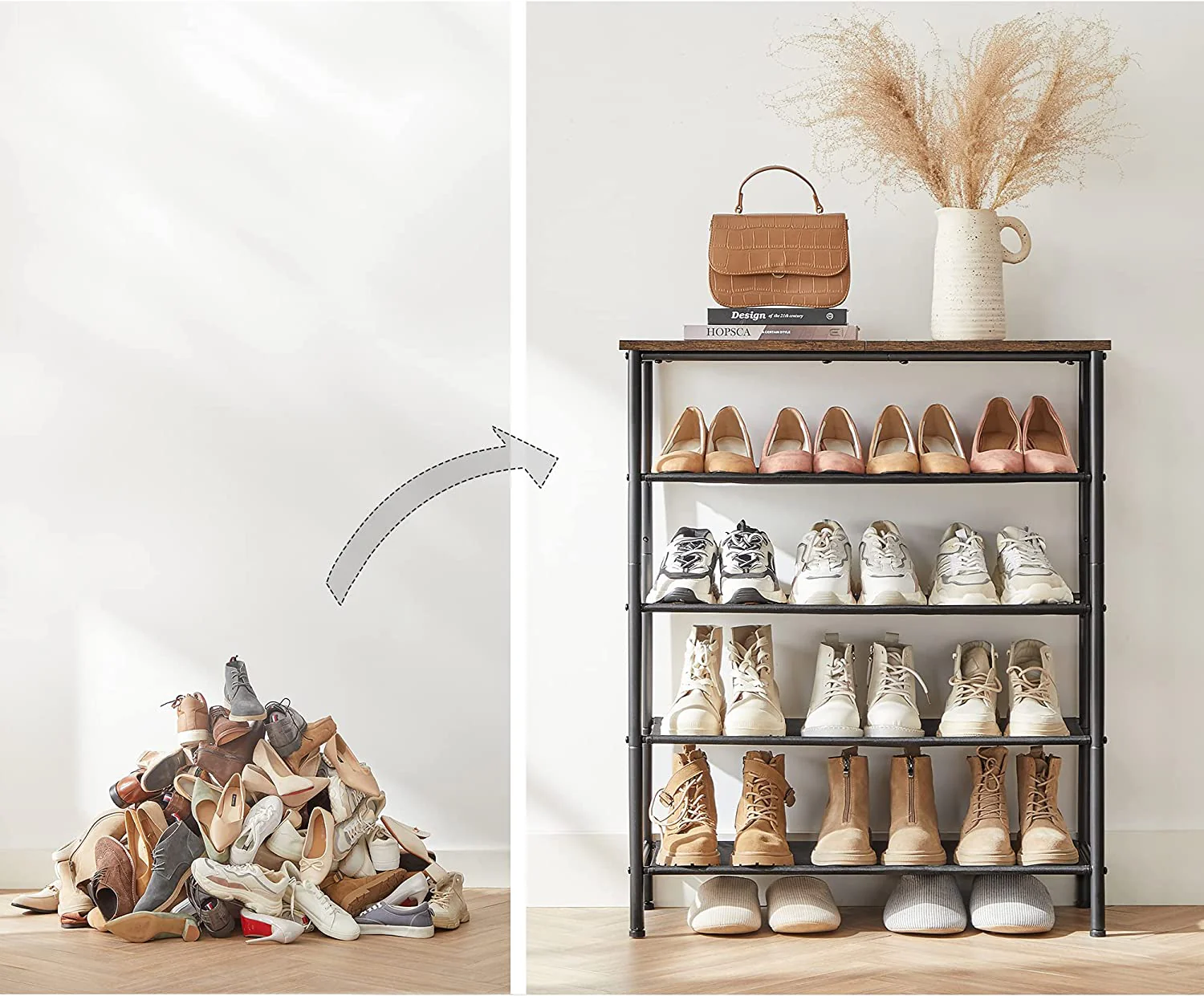 Shoe Rack Organiser 5 Tier Narrow Shoe Storage Shelf - Image 6
