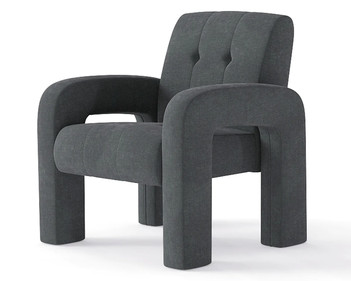 Modern 1 Seater Sofa Milan Charcoal - Image 3