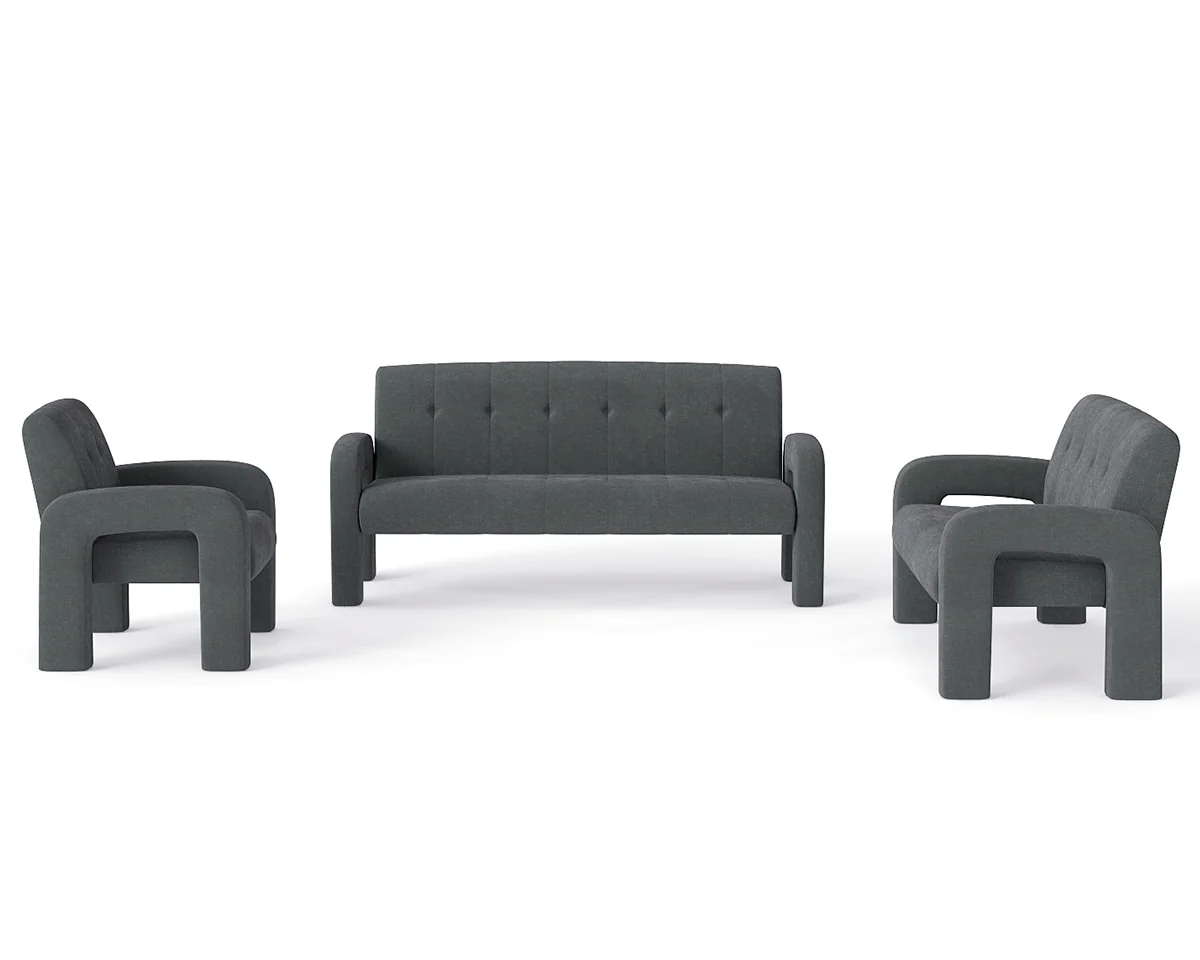 3 Piece Milan Charcoal Sofa Set - Image 10