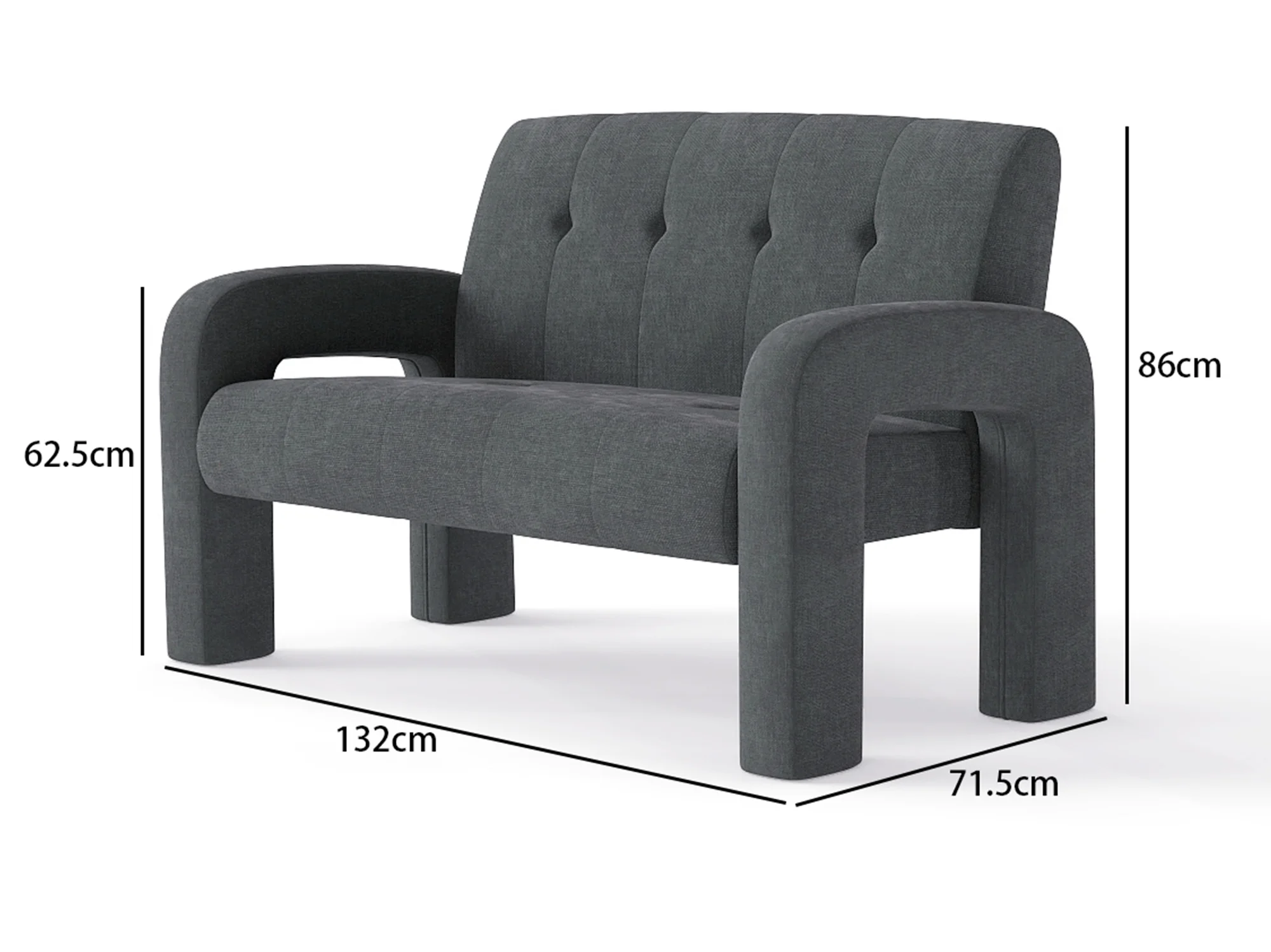 3 Piece Milan Charcoal Sofa Set - Image 15