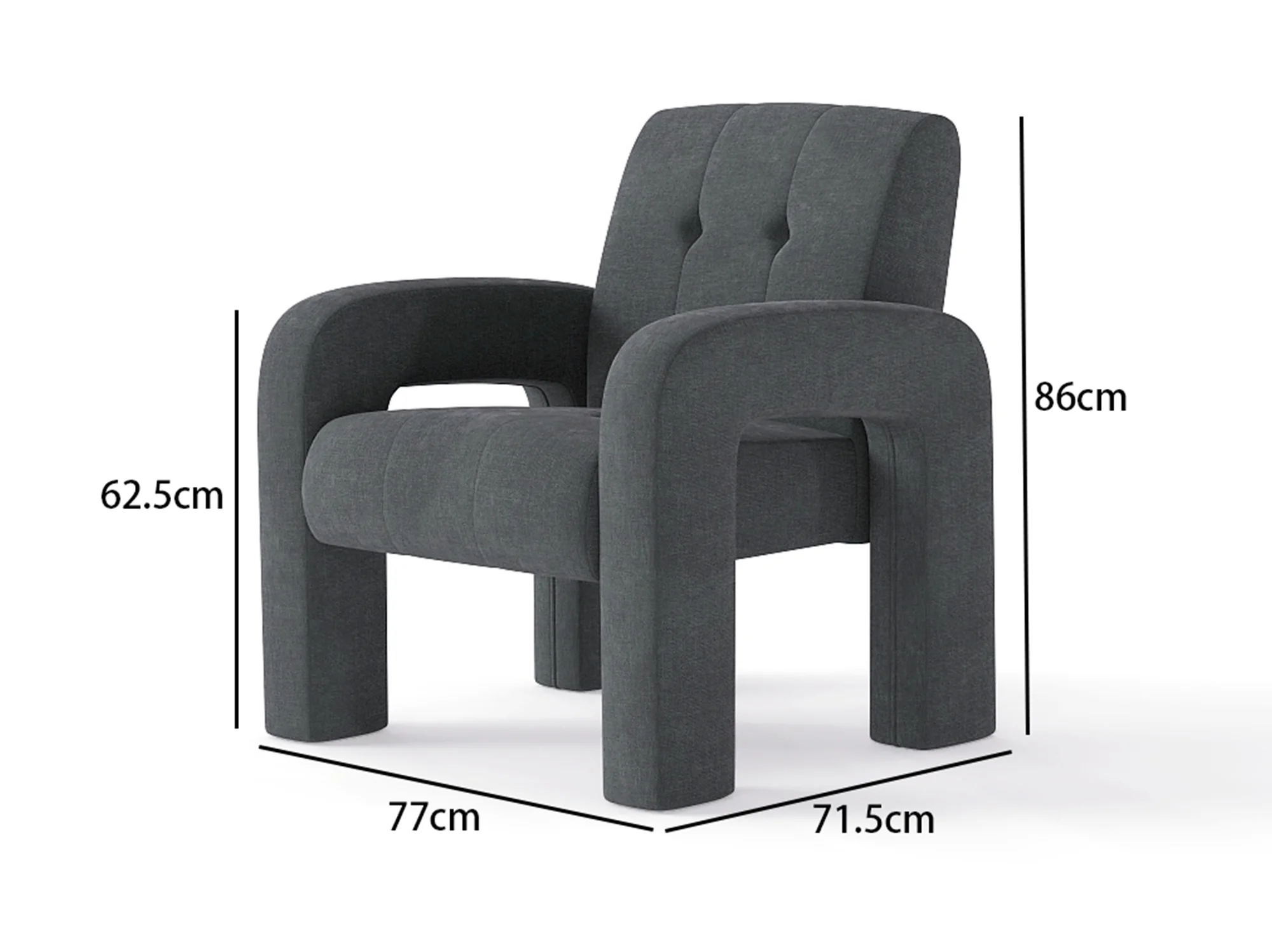 3 Piece Milan Charcoal Sofa Set - Image 16