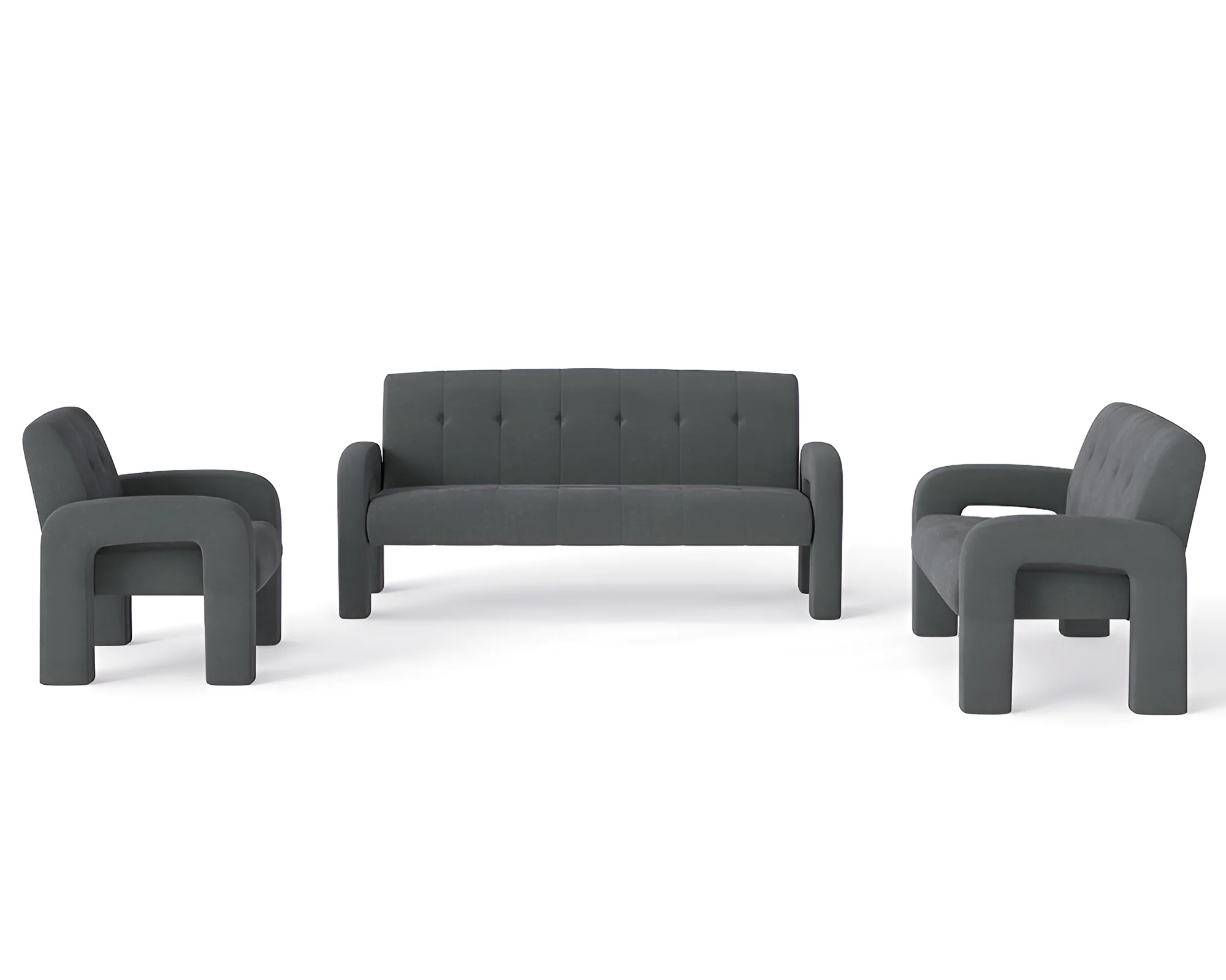 3 Piece Milan Charcoal Sofa Set - Image 2