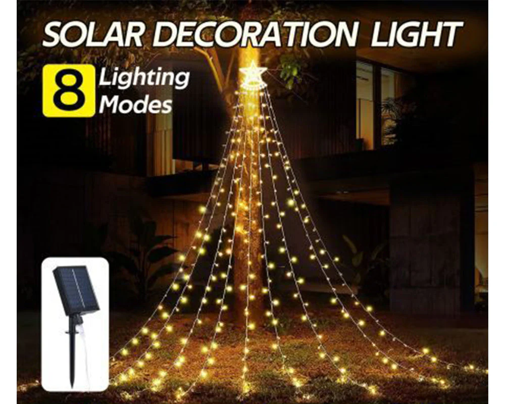 Solar 350 LED String Lights Waterfall Fairy - Image 5
