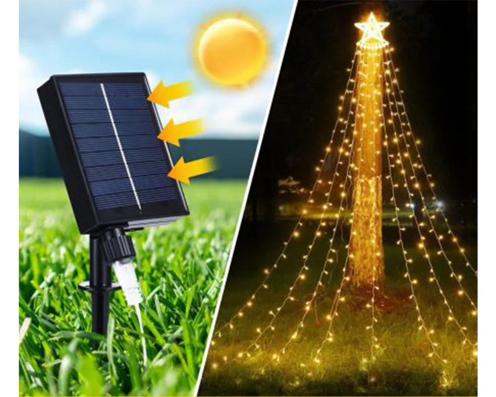 Solar 350 LED String Lights Waterfall Fairy - Image 6