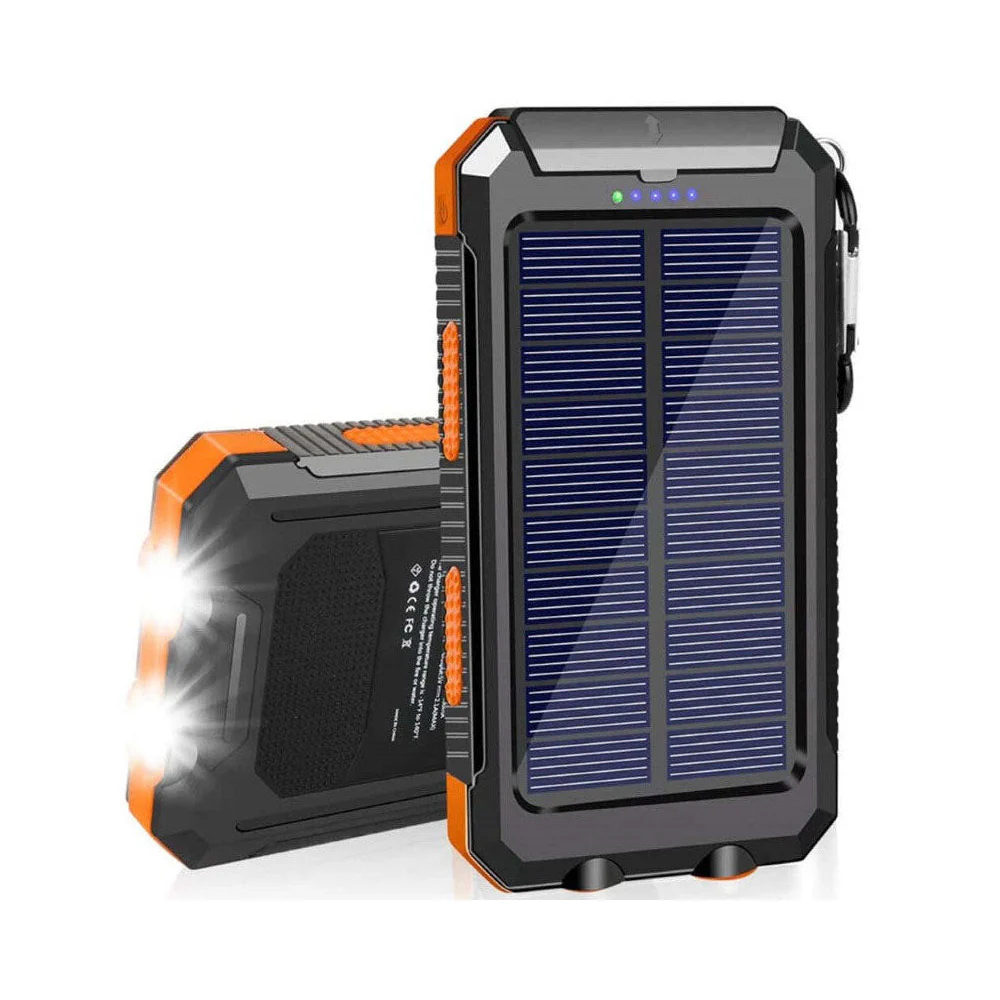 Solar Charger 20000mAh Power Bank with Dual USB and LED Flashlight