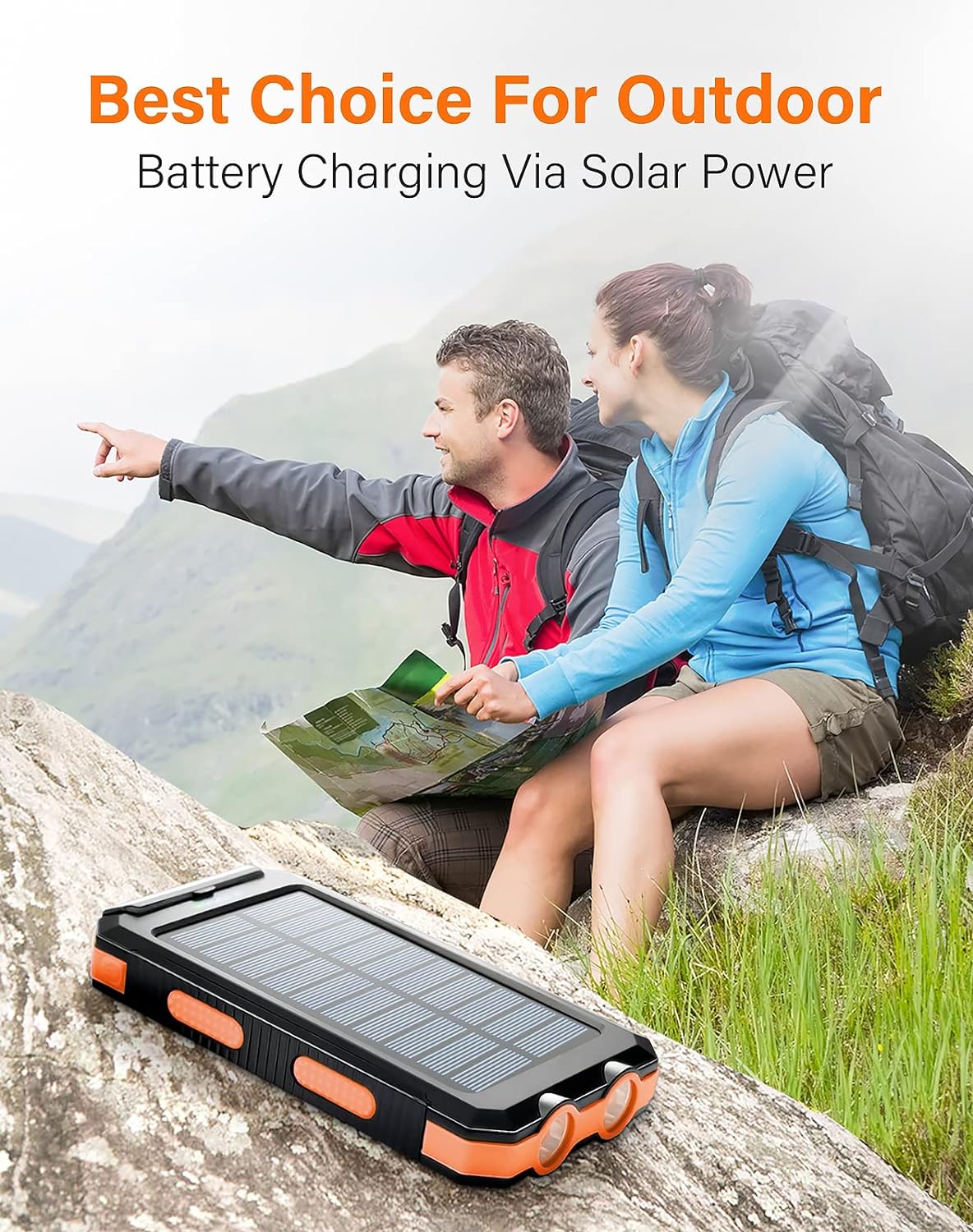 Solar Charger 20000mAh Power Bank with Dual USB and LED Flashlight - Image 13