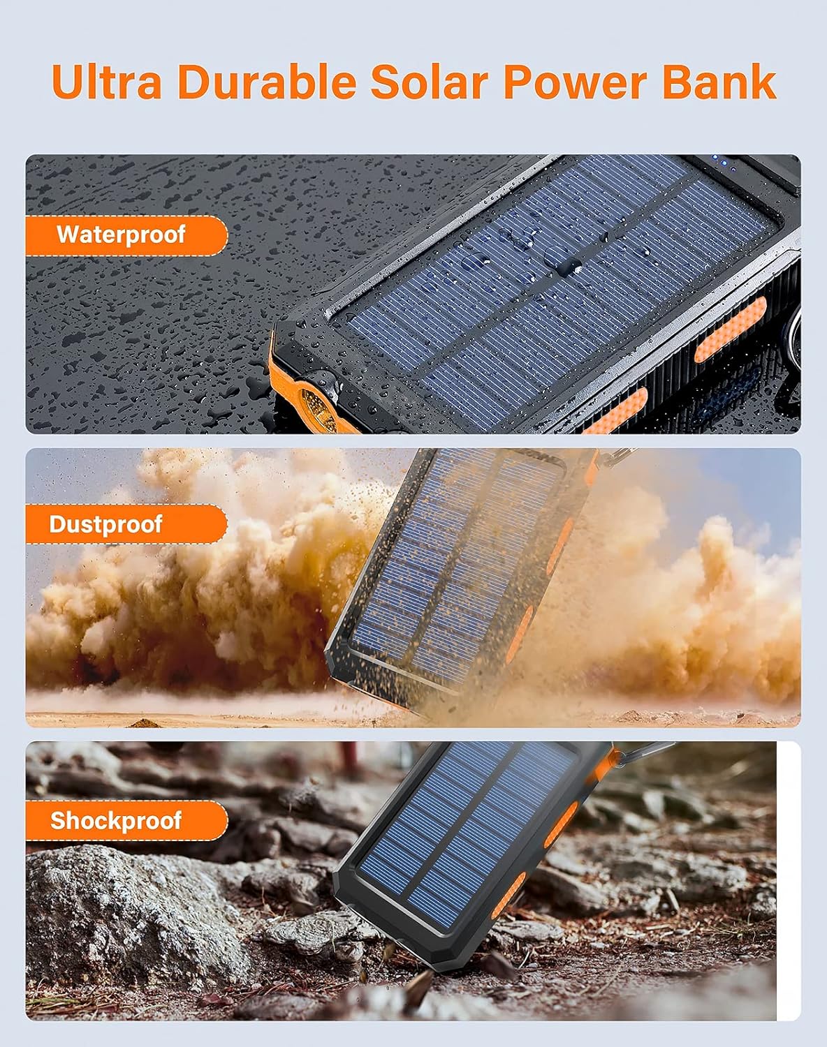 Solar Charger 20000mAh Power Bank with Dual USB and LED Flashlight - Image 14