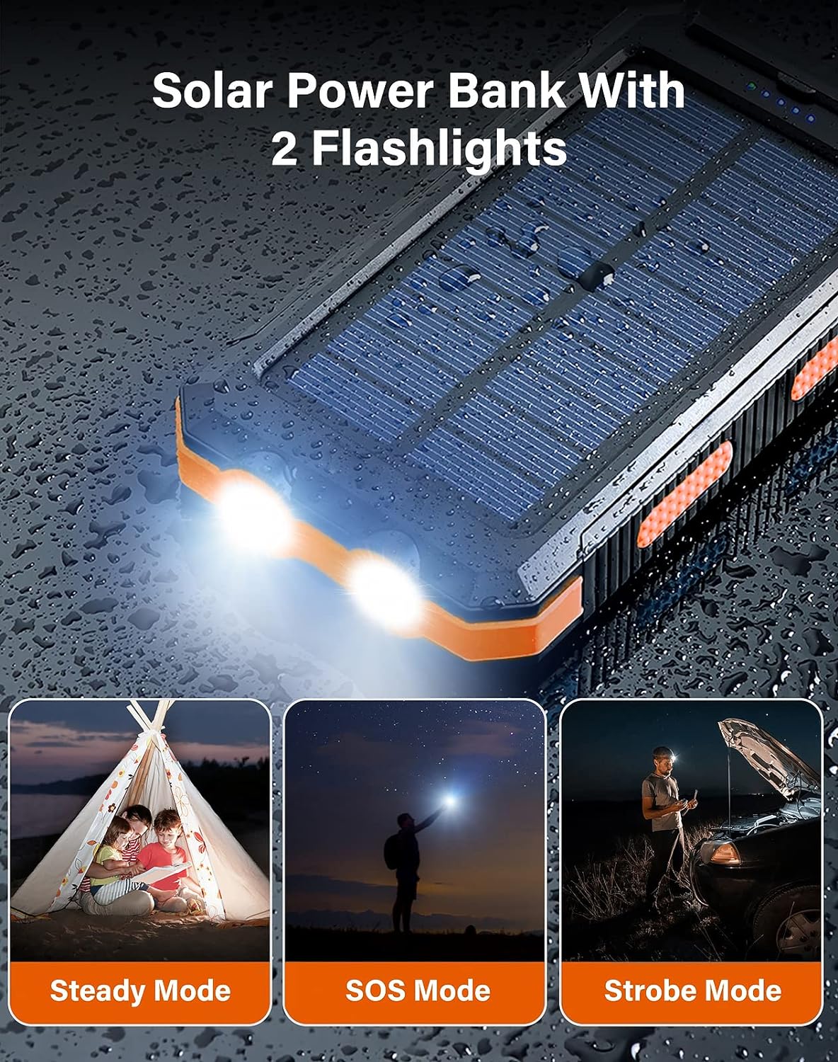 Solar Charger 20000mAh Power Bank with Dual USB and LED Flashlight - Image 16