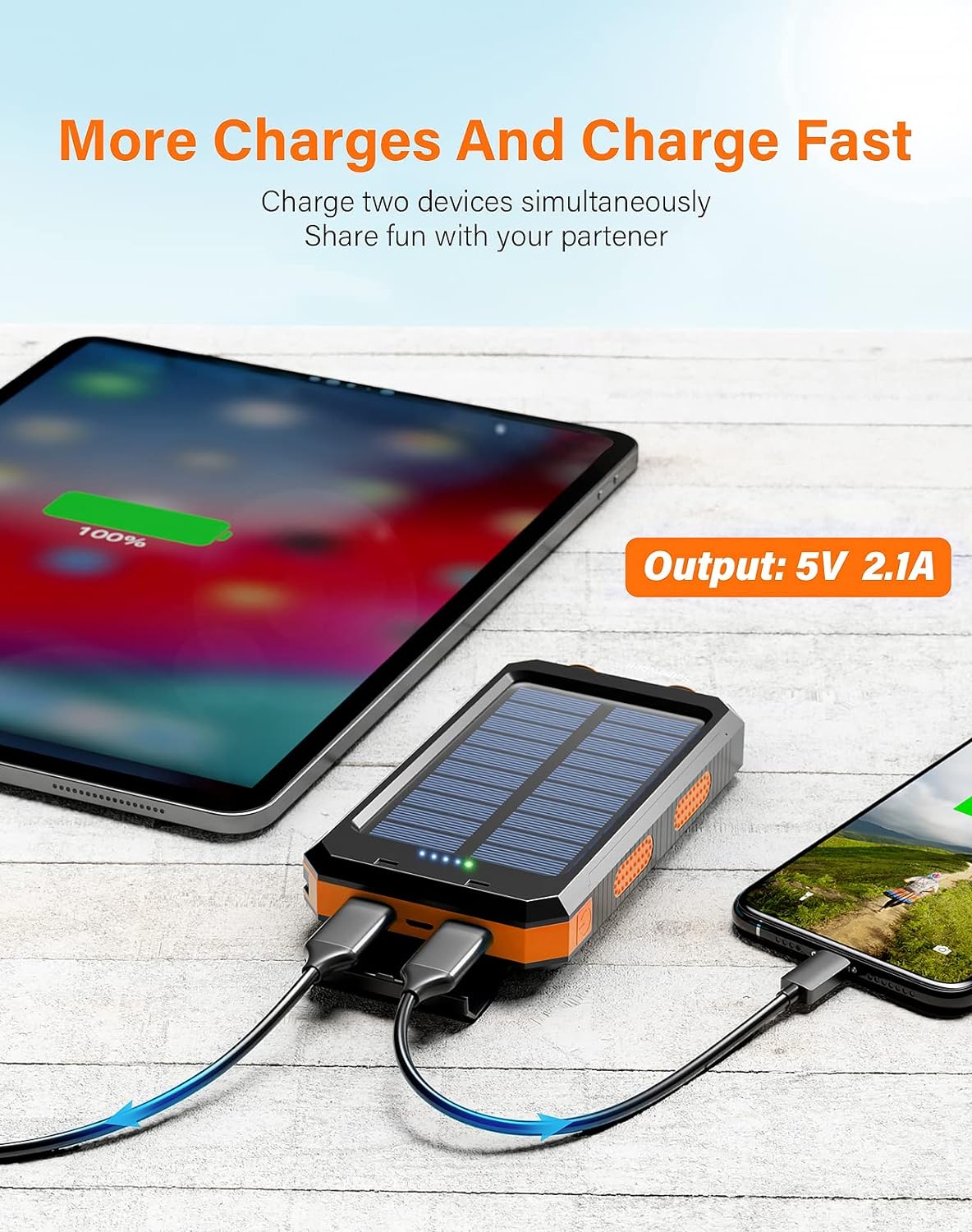 Solar Charger 20000mAh Power Bank with Dual USB and LED Flashlight - Image 18