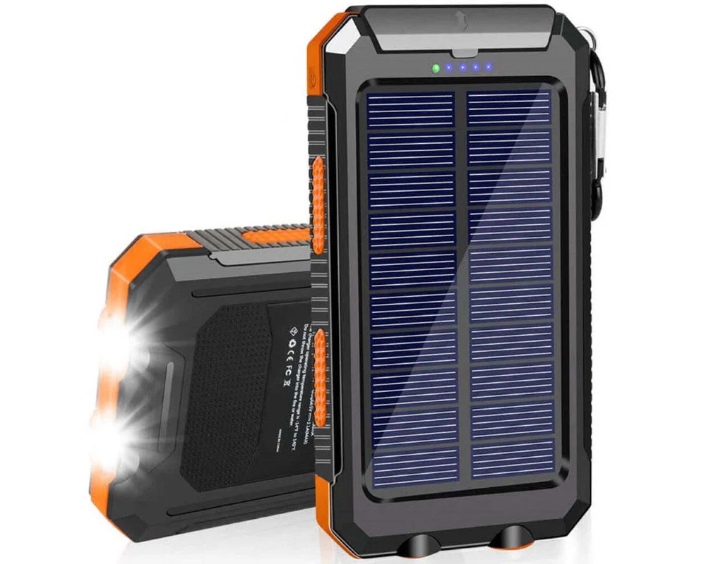 Solar Charger 20000mAh Power Bank with Dual USB and LED Flashlight - Image 2