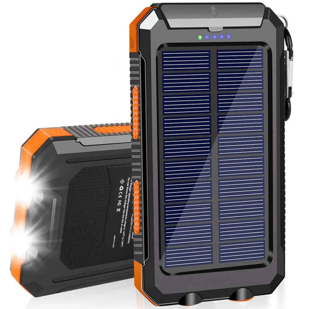 Solar Charger 20000mAh Power Bank with Dual USB and LED Flashlight - Image 3