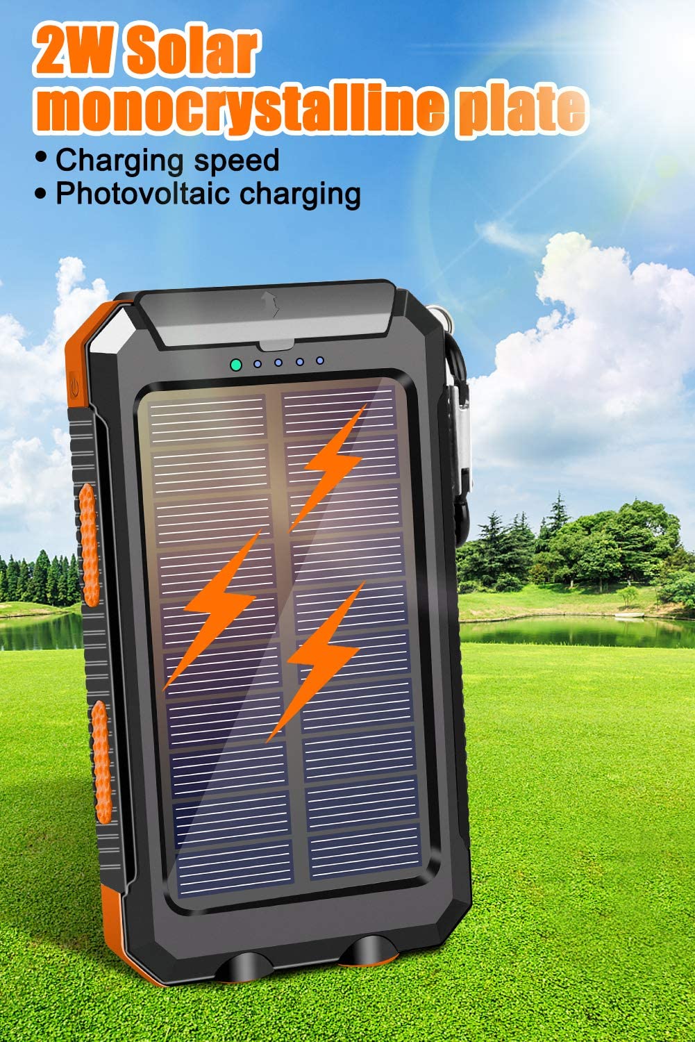 Solar Charger 20000mAh Power Bank with Dual USB and LED Flashlight - Image 6