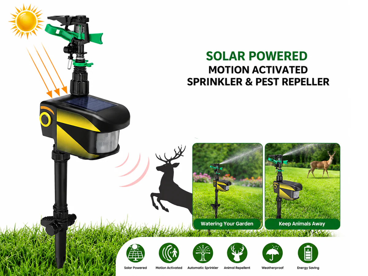 Solar Powered Motion Sensor Activated Animal Repeller Repellent Water Sprinkler - Image 8