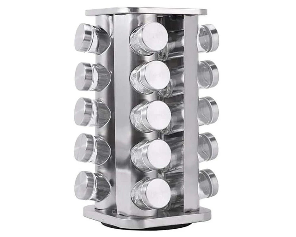 Spice Rack Stand Carousel Rotating Glass Round 20 Jars - Image 8