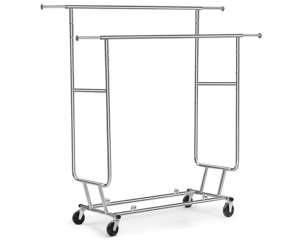 Heavy-Duty Industrial Double Rail Clothes Rack - Image 3