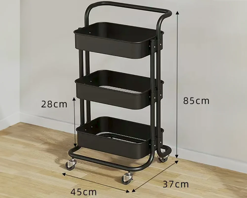 3 Tier Trolley Basket Kitchen Trolley - Image 7