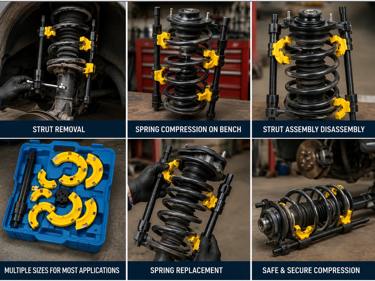 Strut Spring Compressor Kit Interchangeable Fork Strut Spring Extractor Set - Image 7