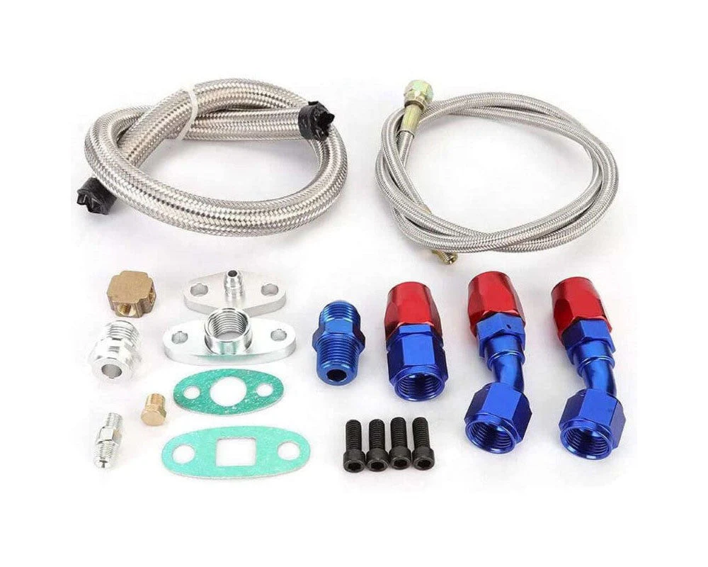 Turbo Charger Oil Drain Return Line Oil Feed Complete Kit Fit for T3 T4 GT35 T70 T66 - Image 9