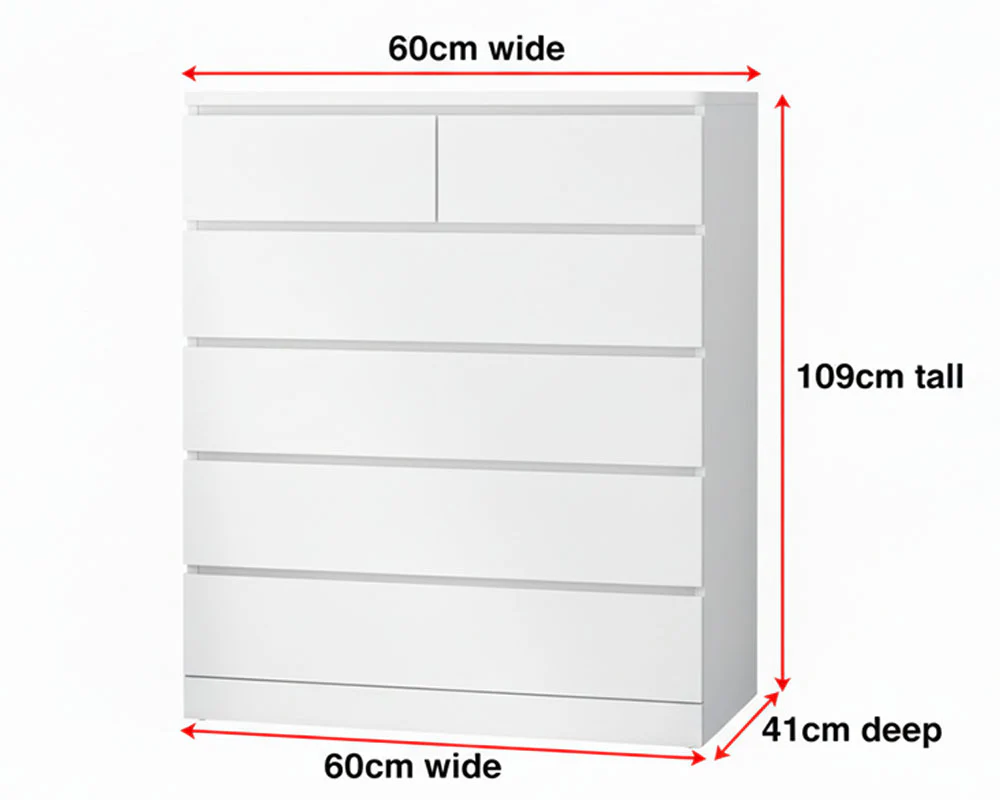 Chest of Drawers Tallboy 6 Drawers Tall Boy - Image 2