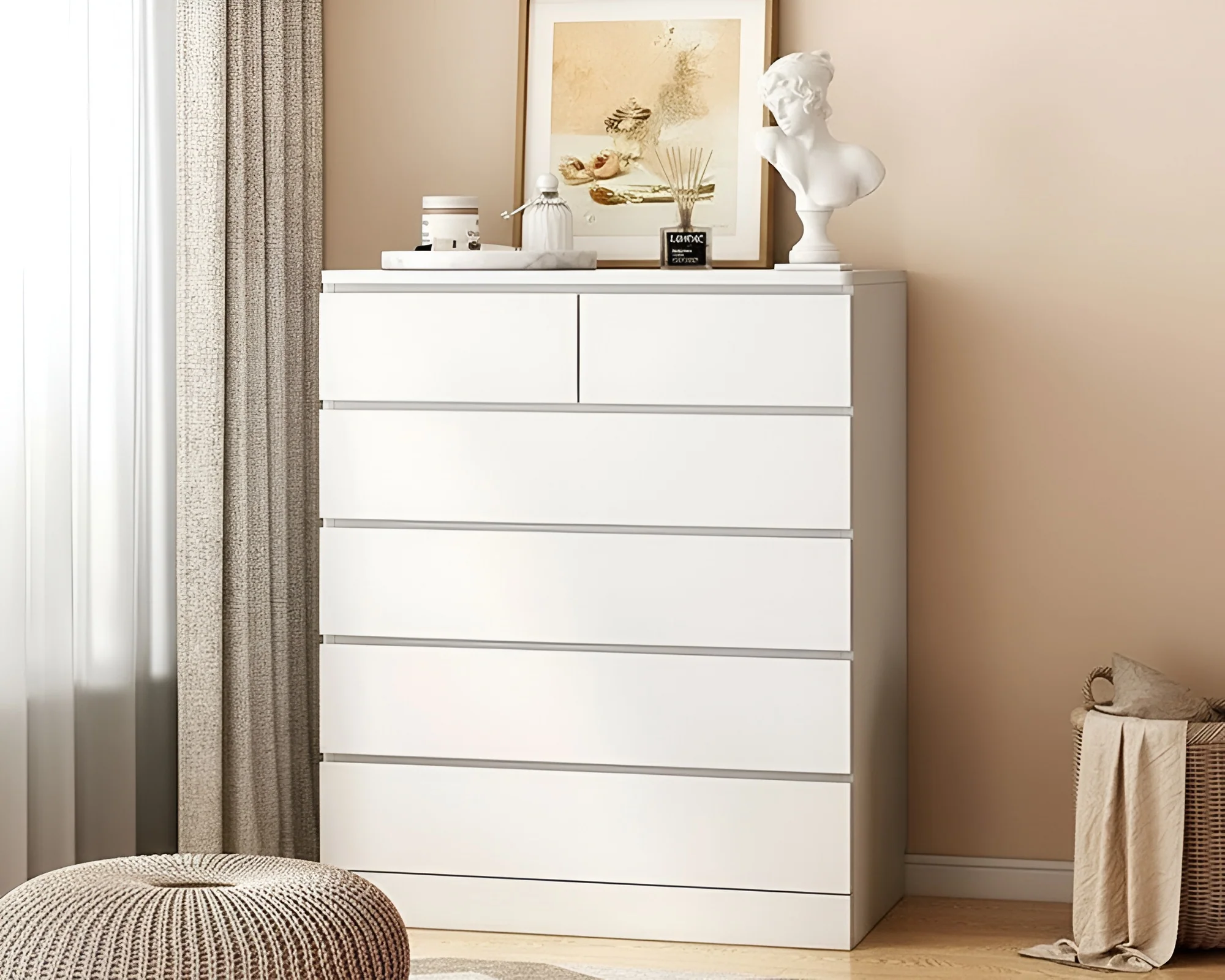 Chest of Drawers Tallboy 6 Drawers Tall Boy - Image 9