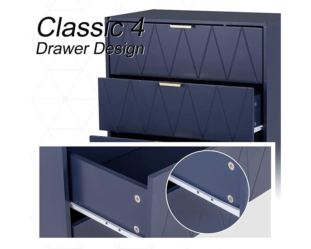 Tallboy Chest of Drawers - 4-Drawer Dressers for Bedroom (Navy) - Image 4