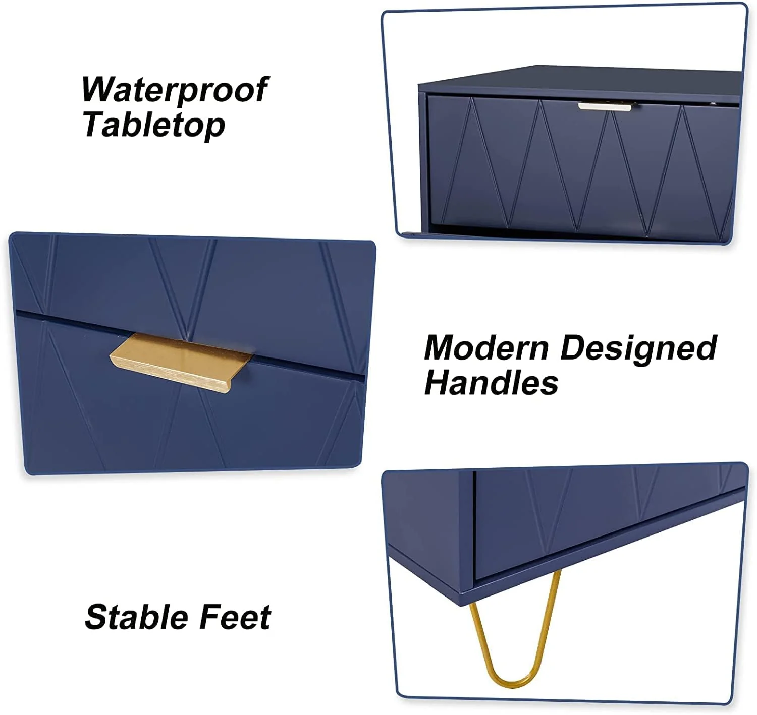 Tallboy Chest of Drawers - 4-Drawer Dressers for Bedroom (Navy) - Image 9