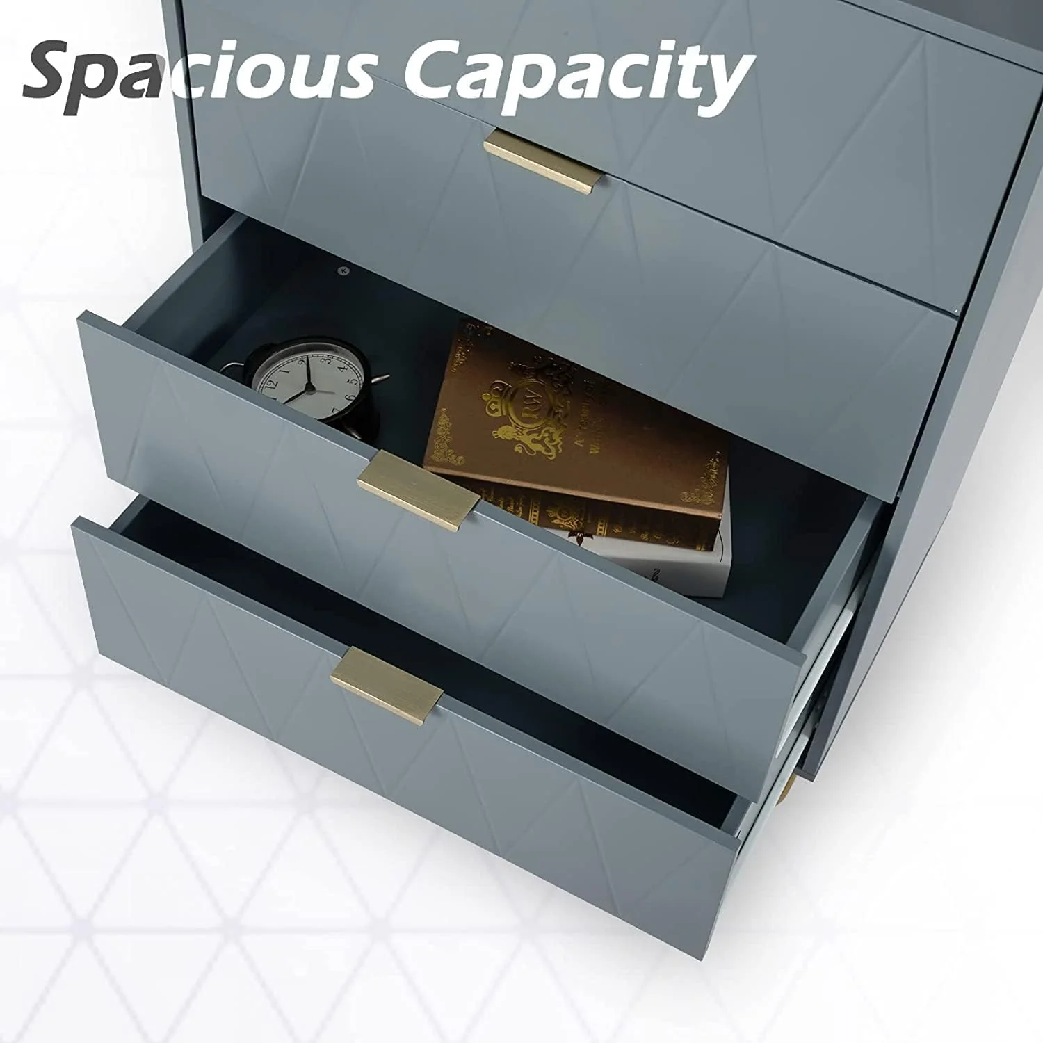 Tallboy Chest of Drawers - 4 Drawer Dressers for Bedroom (Sky blue) - Image 9