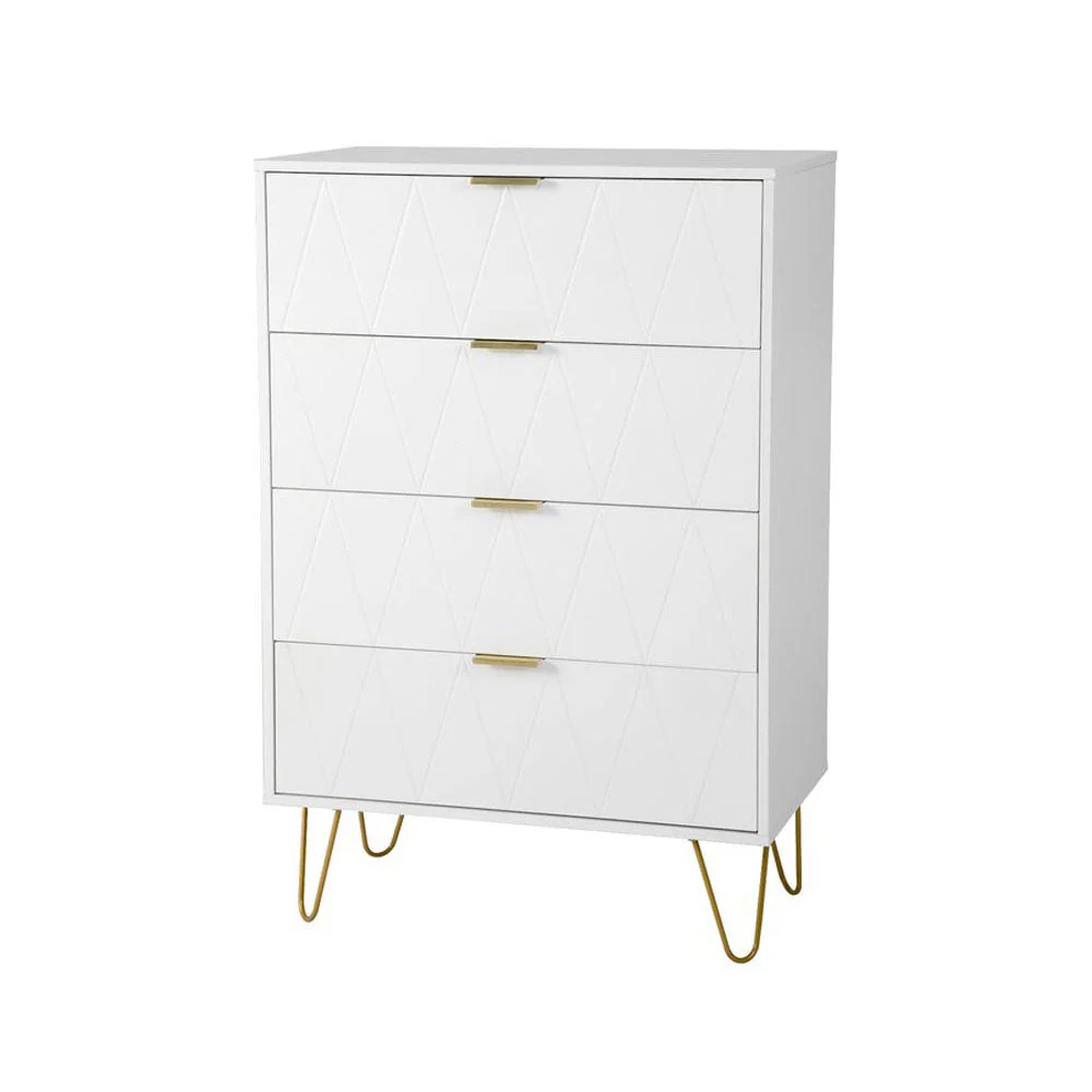Tallboy Chest of Drawers - 4-Drawer Dressers for Bedroom (White)