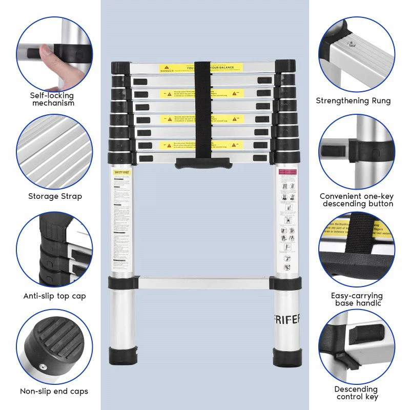 Telescopic Ladder 2.6m – Lightweight Aluminium Extendable Ladder - Image 5