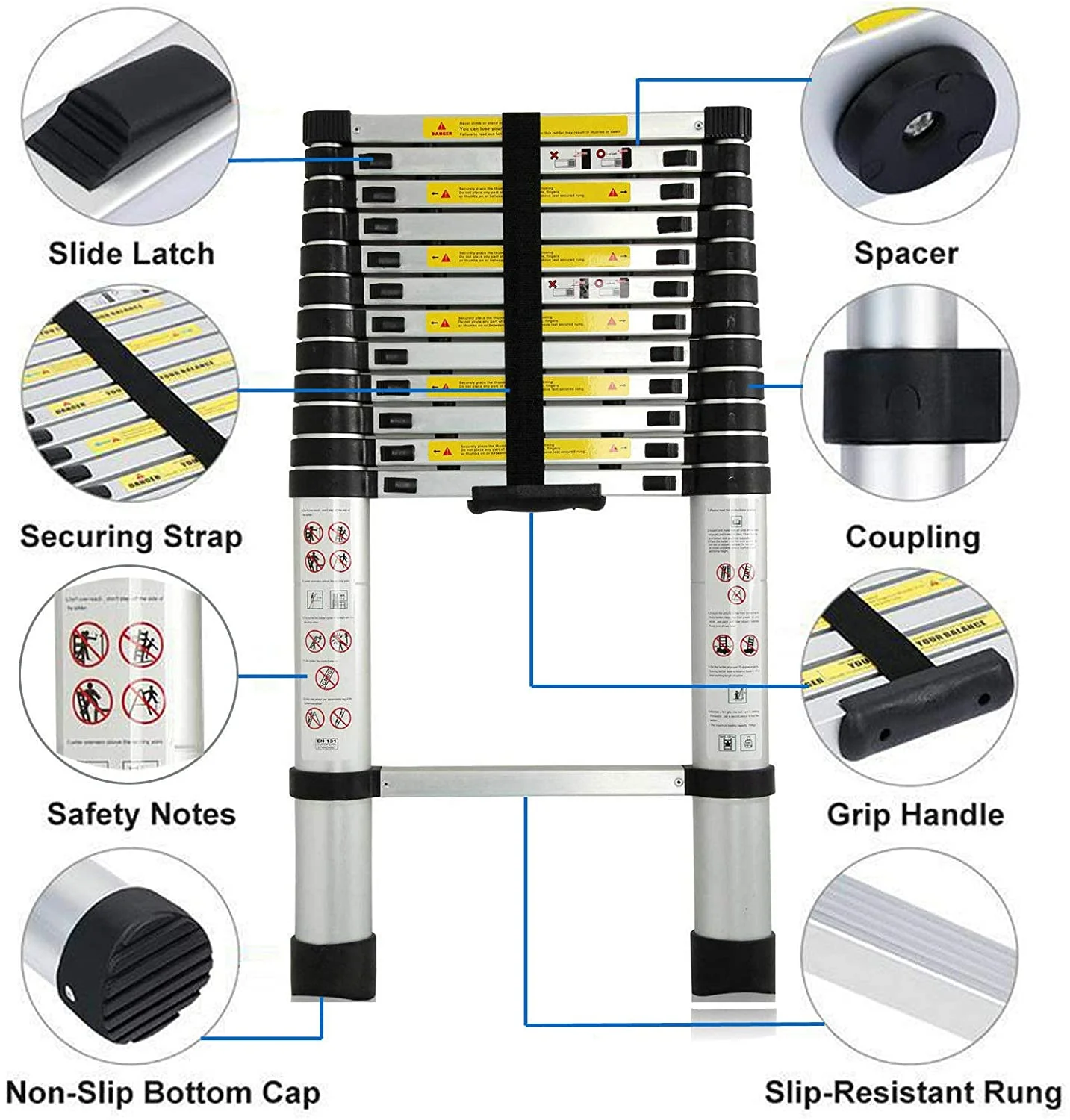 Telescopic Ladder Aluminum 3.8Meter Multi-Purpose - Image 5