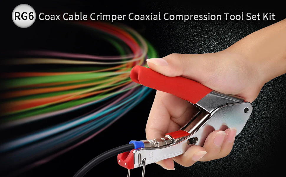 Tool Coax Rg59 Rg6 F Connector Fitting Crimper Cable Kit - Image 9