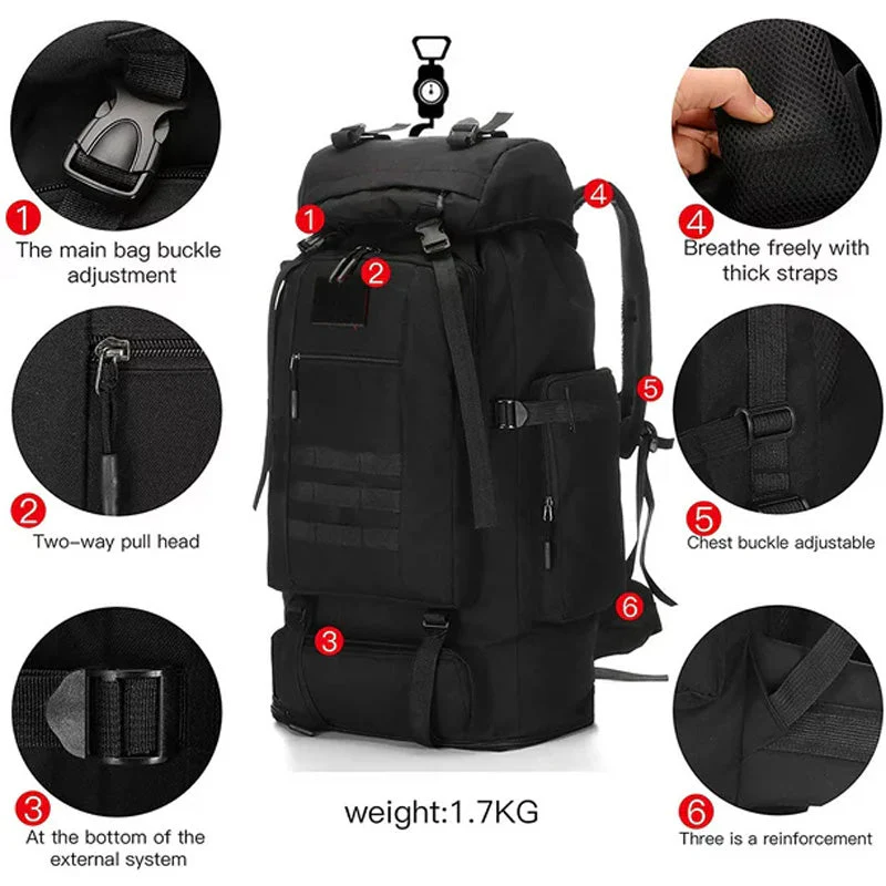 Tramping Pack Backpack Bag 100L Waterproof Tactical Military Hiking Camping BAG - Image 3