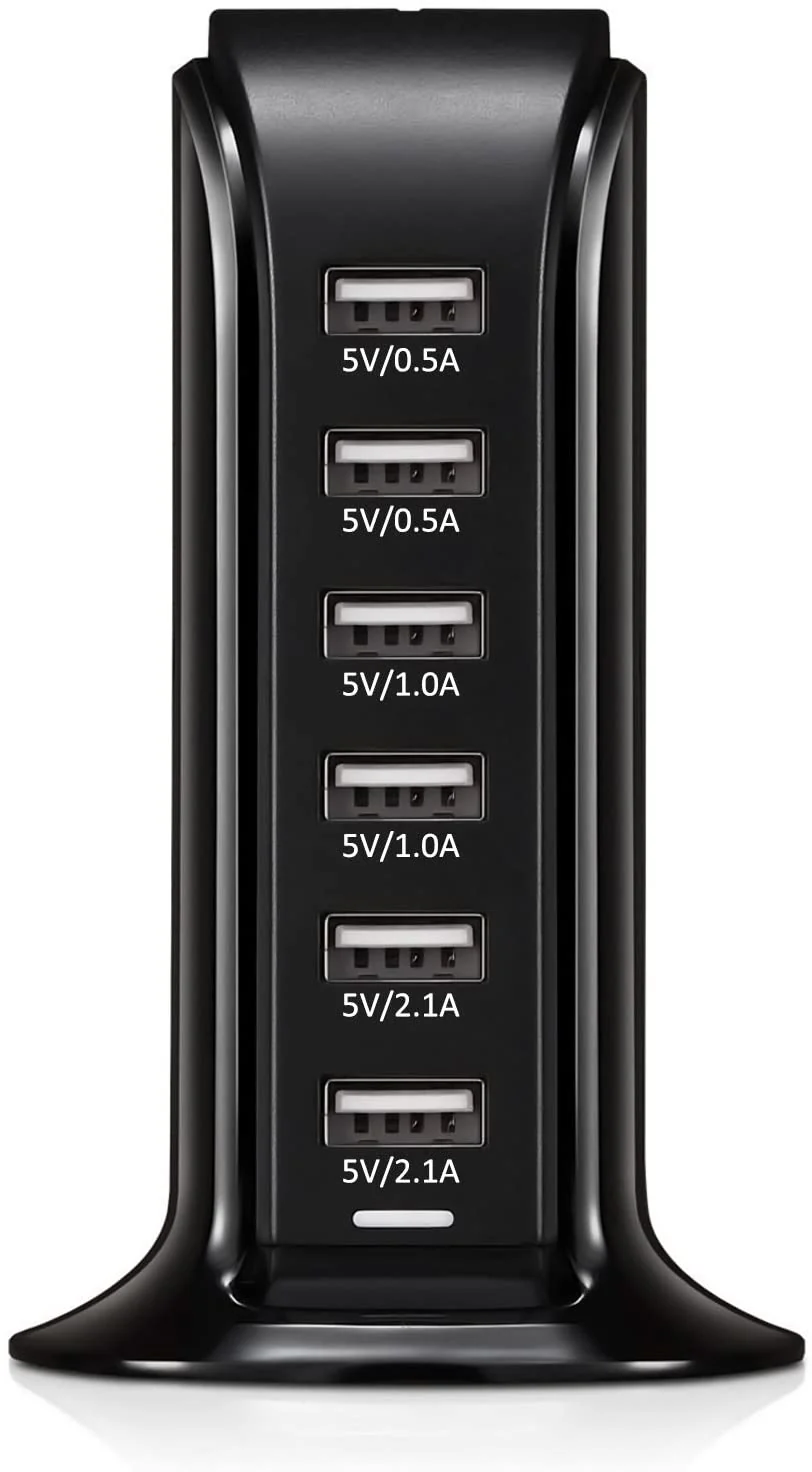 USB Charger 6 USB Tower 30W Multi 6-Port Desktop Travel Hub Usb Charger Block Tower Charging Station Power Adapter - Image 2