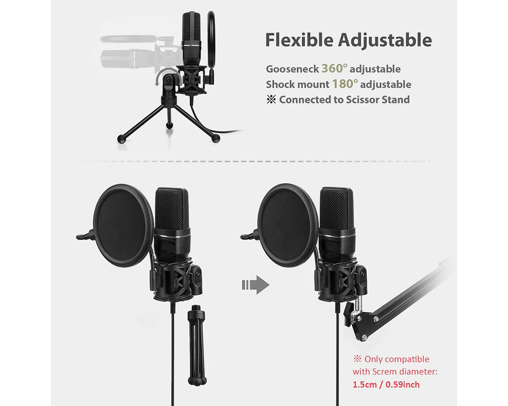 USB Condenser Microphone - USB Condenser Microphone Kit for PC & Gaming - Image 9