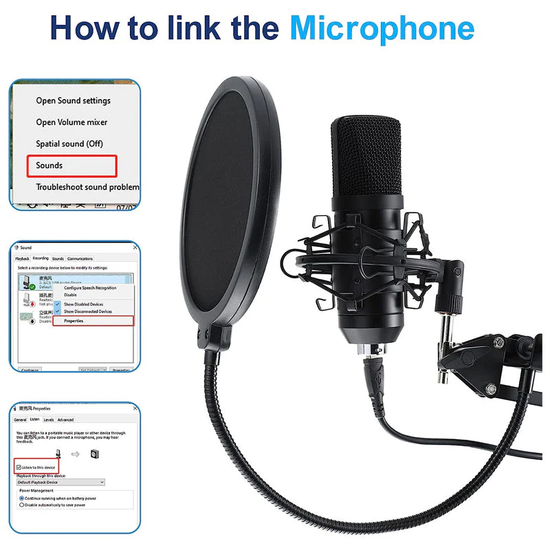 Usb Condenser Microphone Mic With Stand - Image 6