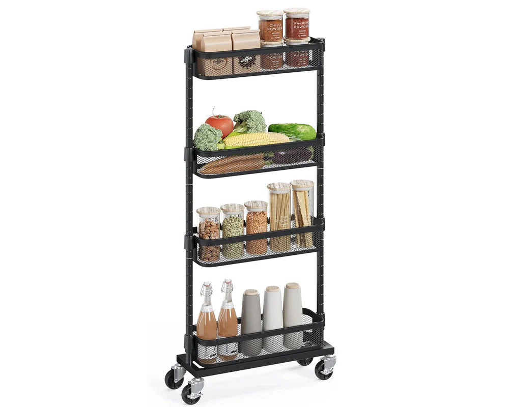Slim Kitchen Trolley 4 Tier Rolling Storage Cart - Image 11