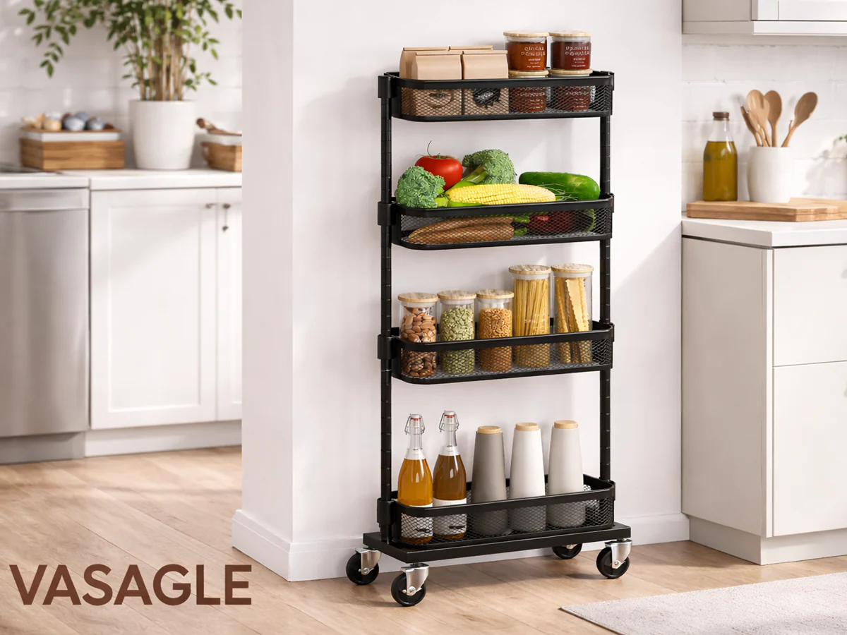 Slim Kitchen Trolley 4 Tier Rolling Storage Cart - Image 12