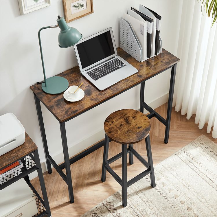 Modern Bar Table Stool Set Greige Black VASAGLE - Image 4