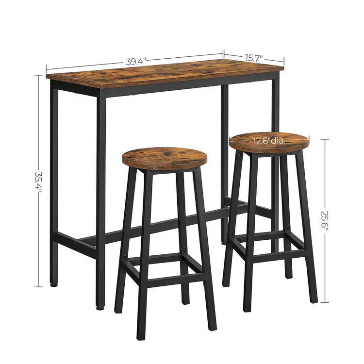 Modern Bar Table Stool Set Greige Black VASAGLE - Image 5