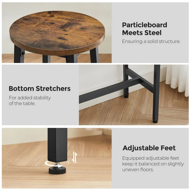 Modern Bar Table Stool Set Greige Black VASAGLE - Image 7