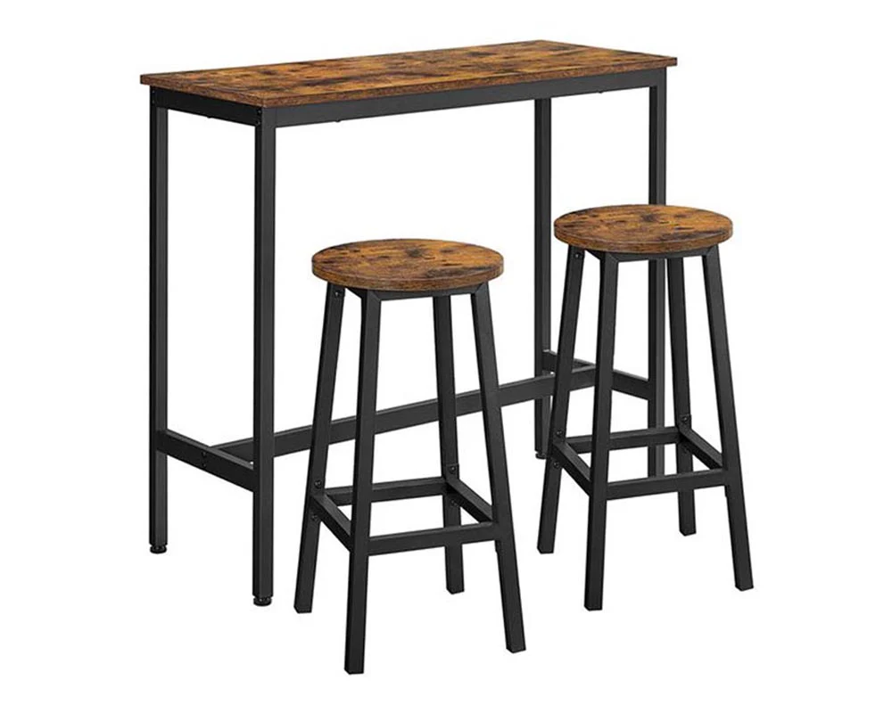 Modern Bar Table Stool Set Greige Black VASAGLE - Image 8