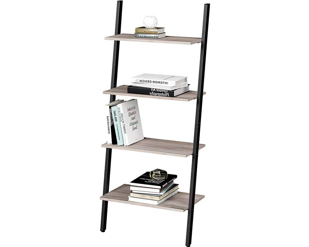 Leaning Wall Bookcase Rustic Brown Wood Plant Stand - Image 8