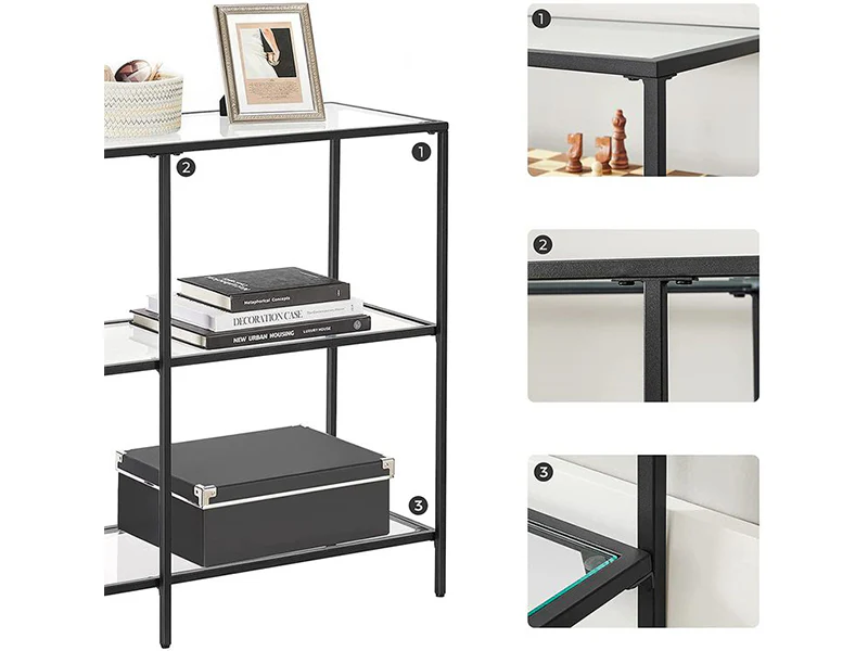 3 Tier Console Table Frame Sofa Table Black - Image 2