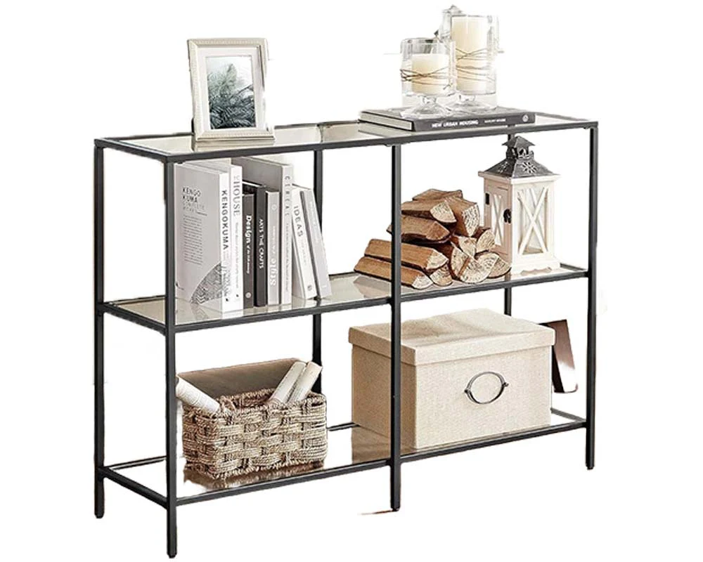 3 Tier Console Table Frame Sofa Table Black - Image 5